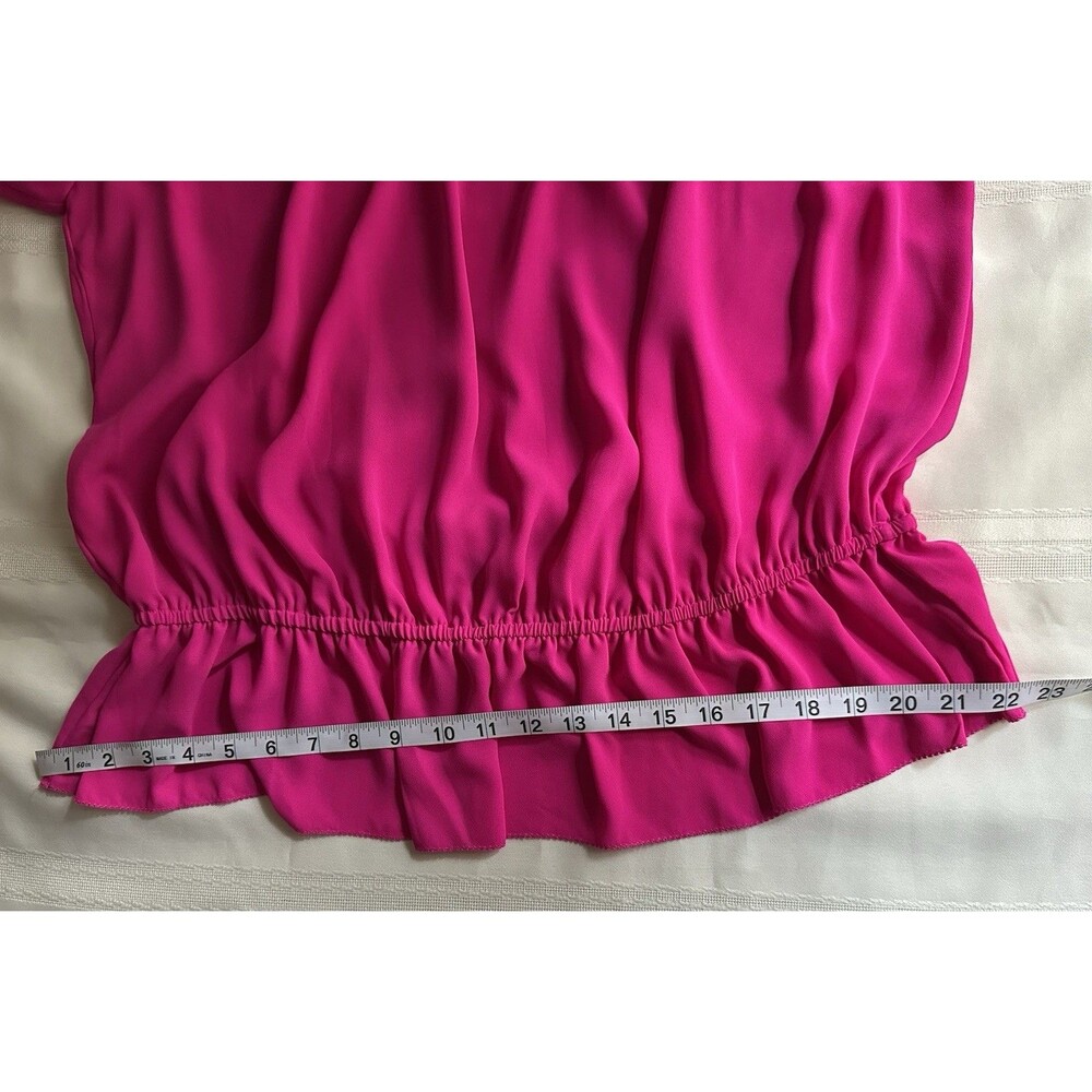 Lauren Ralph Lauren Women's Flowy Fuchsia Blouse - Size 1X Black Label Peplum - Picture 10 of 15